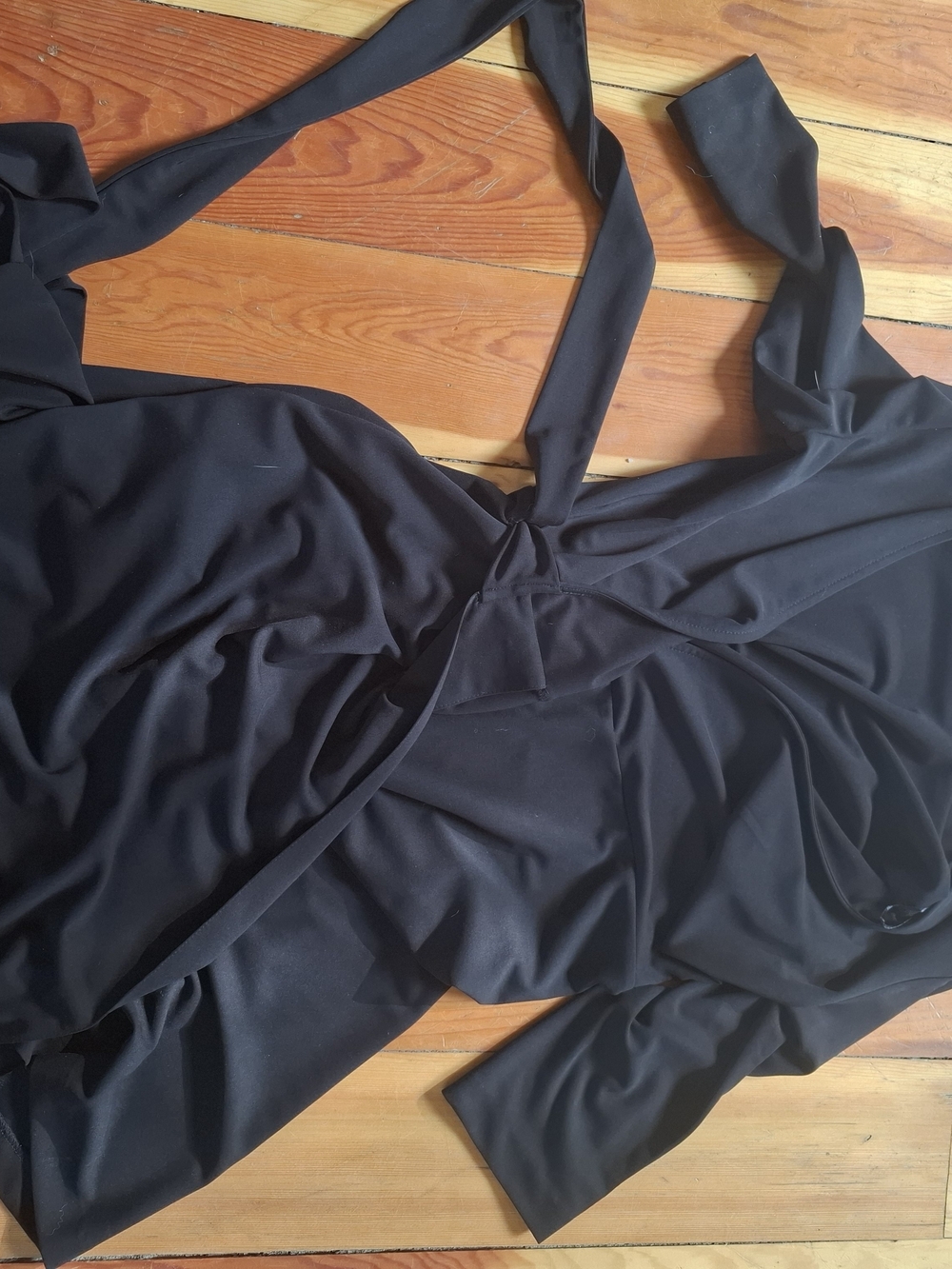 Vince Camuto Black Halter Midi Dress with Front Knot